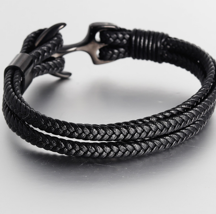 Bracelet vintage cuir pour couple : Homme acier larg